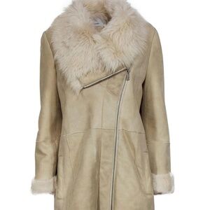 Vince  Beige Shearling Jacket Coat Sz Small